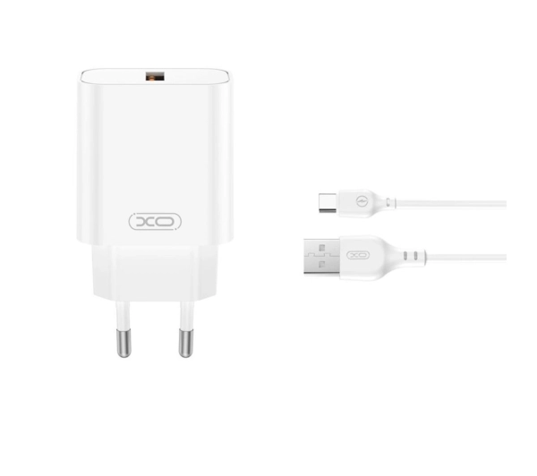 XO ładowarka sieciowa CE33 QC 18W 1x USB biała + kabel USB-C