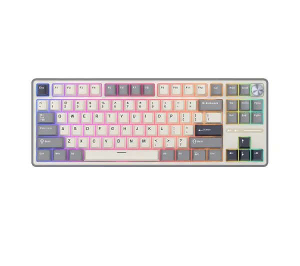 Royal Kludge RK-R87 Pro Half Grey Brown Switch Biało-Szary