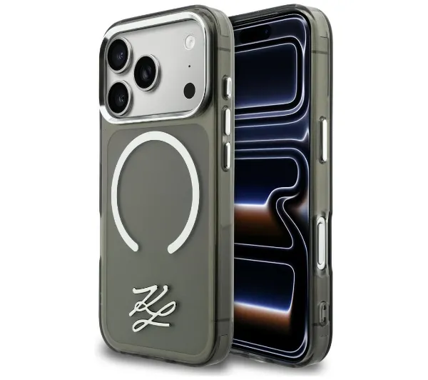 Karl Lagerfeld IML KL Script Logo MagSafe do iPhone 17 Pro Czarny