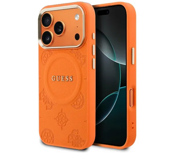 Guess Peony Hot Stamp MagSafe do iPhone 17 Pro Max Pomarańczowy