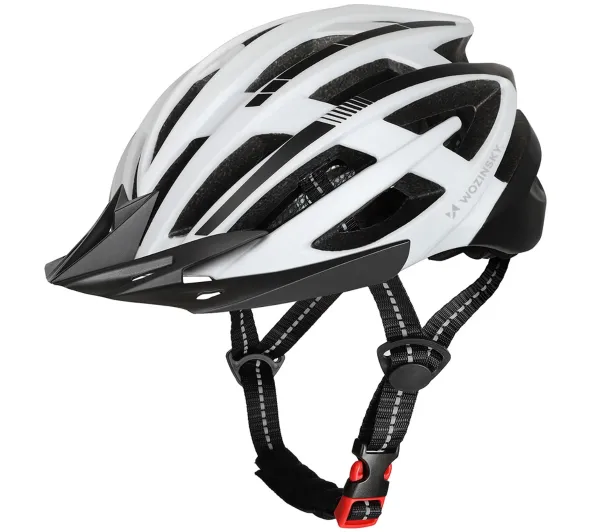 Kask rowerowy WOZINSKY HT-28VCB Czarno-biały MTB z lampką (rozmiar M)