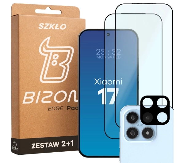 Bizon Szkło + szybka na aparat Glass Edge Pack do Xiaomi 17 2 sztuki