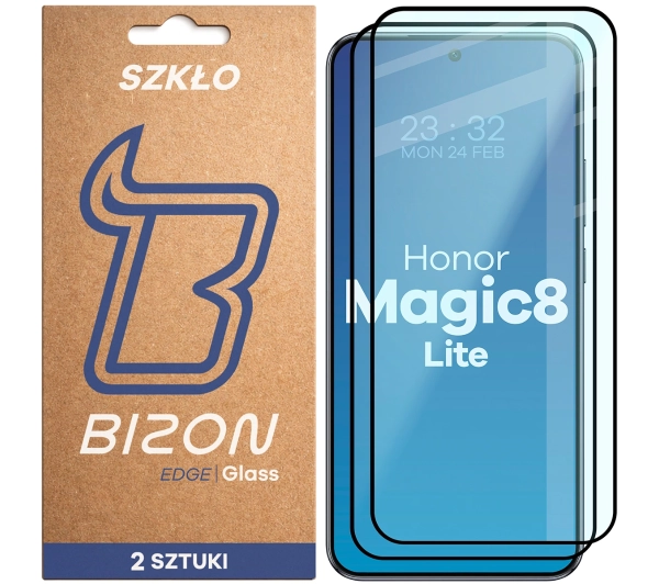 Bizon z ramką Glass Edge Duo do Honor Magic8 Lite 2 sztuki