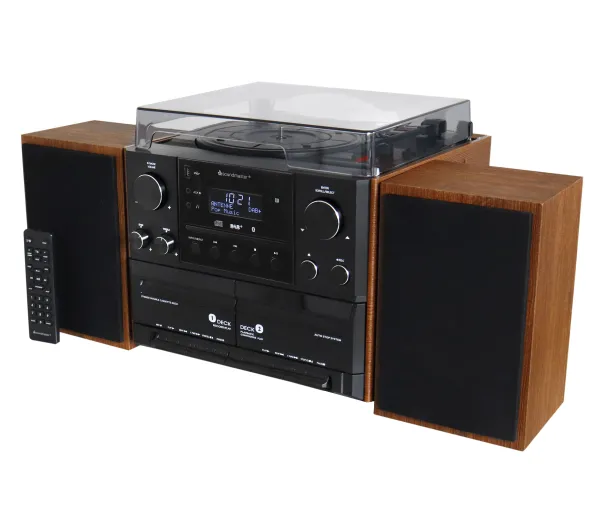 Soundmaster MCD5600BR 10W Bluetooth Radio FM DAB+ Magnetofon Gramofon Brązowo-czarny