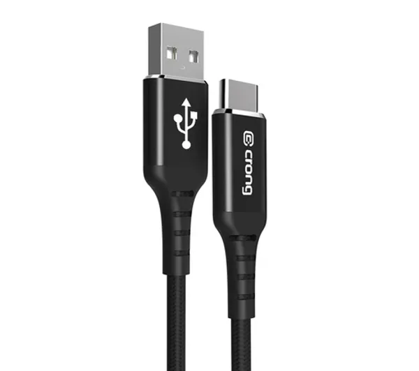 Crong CRG-AL025USAC-BLK Armor Link USB-A do USB-C 60W 0,25m Czarny