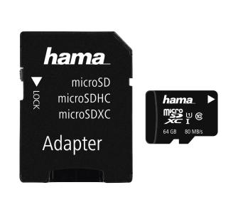 karta pamięci Hama microSDHC 64GB Class 10 UHS-I 80MB/s + Adapter SD