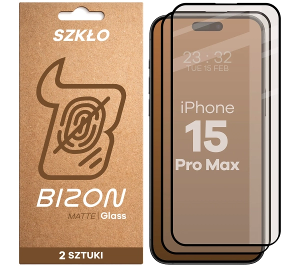 Bizon matowe Glass Matte Duo do iPhone 15 Pro Max 2 sztuki