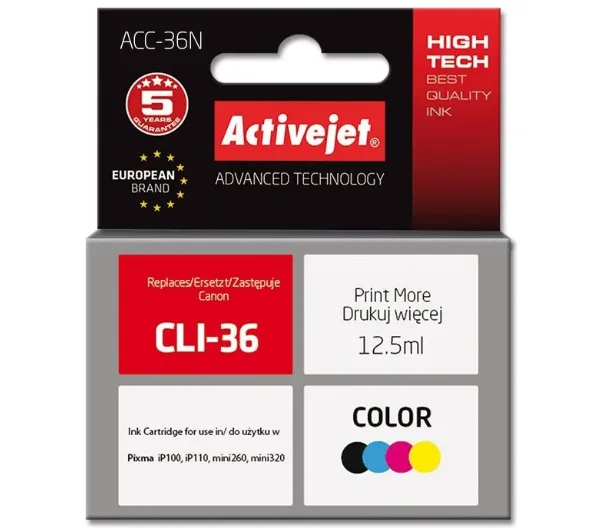 ActiveJet ACC-36N (zamiennik CLI-36) Kolor 12,5 ml