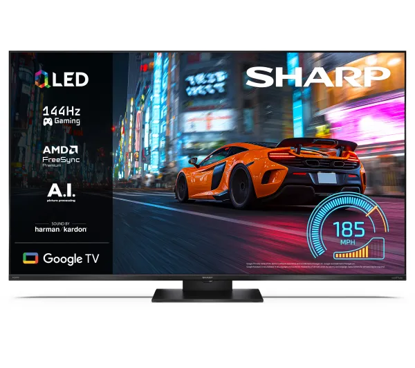 Sharp 50JR7765E 50" QLED 4K 144Hz Google TV Dolby Vision Dolby Atmos Funkcje AI HDMI 2.1 DVB-T2