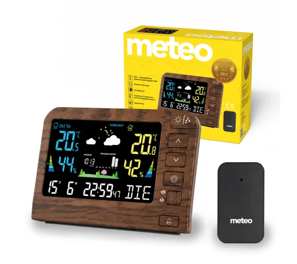 Stacja Pogodowa Meteo SP210 Pogodynka Higrometr Czujnik Zewnętrzny Dcf