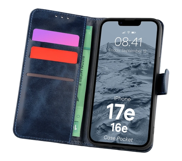 Bizon Case Pocket do iPhone 17e / 16e Granatowy