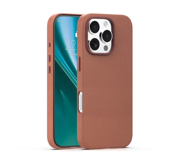 Cover do iPhone 16 Pro Max brązowy Etteri Elegant syntetyczna faktura 3D