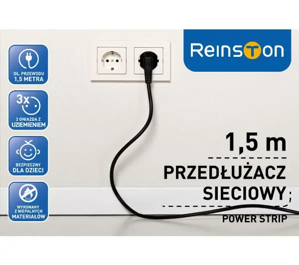 Reinston EPRZ008 3 gniazda 1,5m Czarny