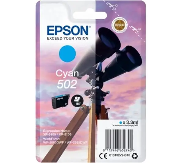 Zdjęcia - Wkład drukujący Epson 502 C13T02V24010 Błękitny 3,3 ml 