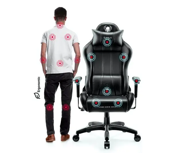 Diablo Chairs X-One 2.0 King Size Gamingowy do 160kg Skóra ECO Tkanina Czarno-czarny - Kup na Raty - RRSO 0%