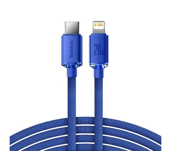 Baseus USB-C do Lightning Crystal 20W PD 2m Niebieski