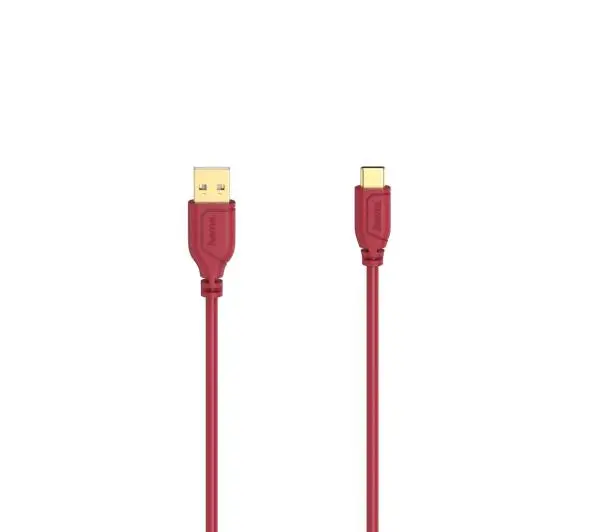 Фото - Кабель Hama USB-C do USB 2,0 A Flexi-slim 0,75m Czerwony 