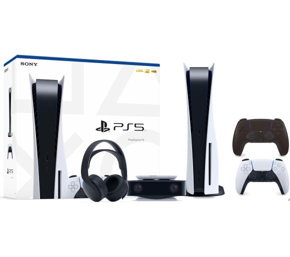 konsola PS5 Sony PlayStation 5 (PS5) + Kamera HD + słuchawki PULSE 3D (czarny)  + dodatkowy pad (czarny)