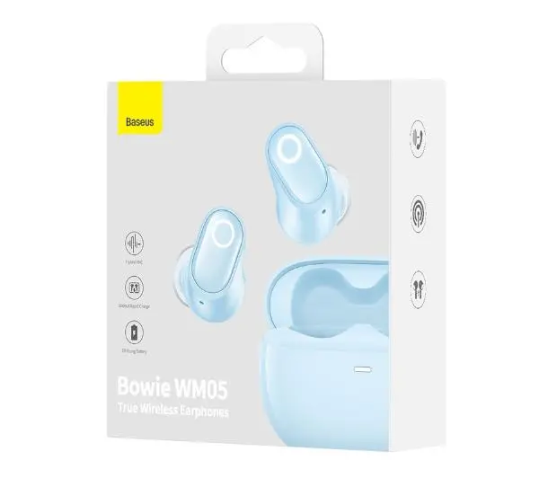 Baseus Bowie WM05 Dokanałowe Bluetooth 5.2 Niebieski
