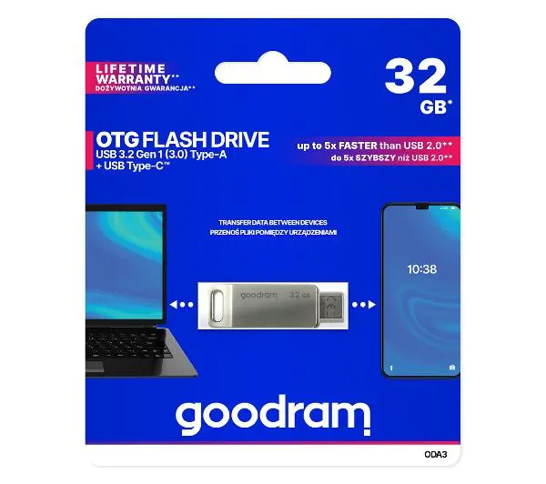 GoodRam ODA3 32GB USB 3.2 Typ C / USB 3.2 Srebrny