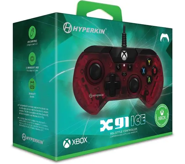 Hyperkin X91 Wired Controller Ruby Red do Xbox, PC Przewodowy