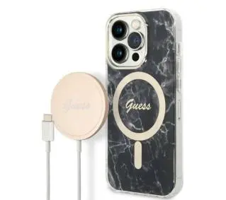 Guess GUBPP14XHMEACSK ładowarka indukcyjna + etui Marble MagSafe do iPhone 14 Pro Max