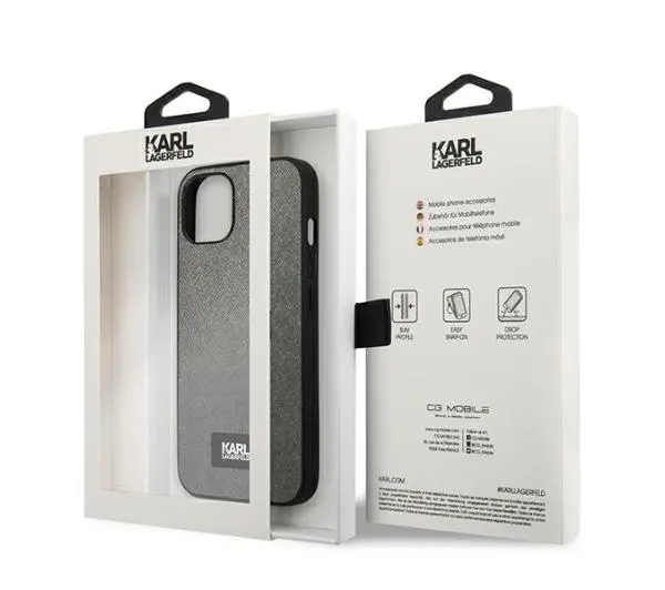 Karl Lagerfeld Saffiano Plaque KLHCP13SSFMP2DG do iPhone 13 mini
