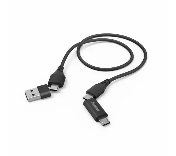 Hama 4w1 microUSB do USB-C do USB 1,5m Czarny