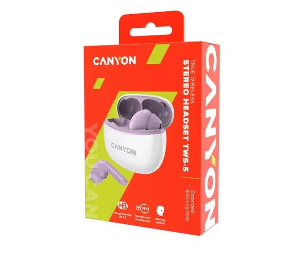 Canyon TWS-5 Dokanałowe Bluetooth 5.2 Fioletowy