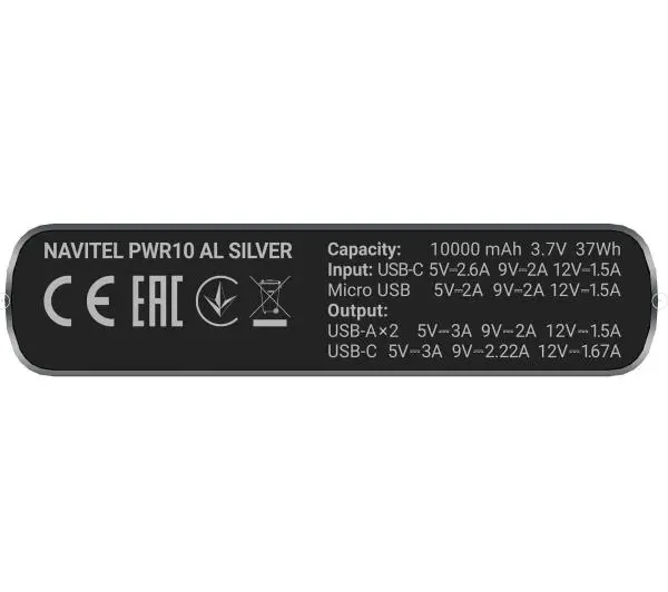 Navitel PWR10 AL Silver 10000mAh 22,5W Srebrny