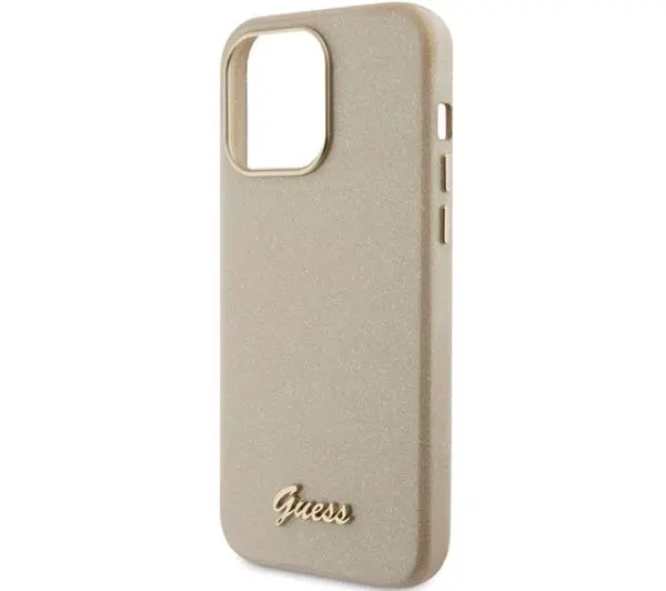 Guess Glitter Glossy Script GUHCP15XPGMCSD do iPhone 15 Pro Max Beżowy