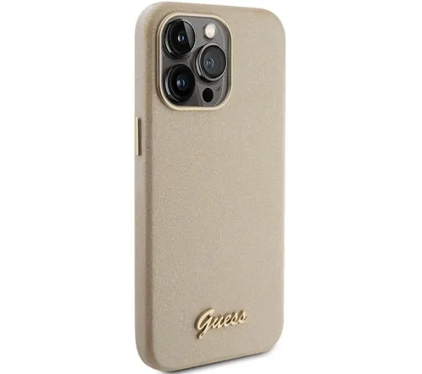 Guess Glitter Glossy Script GUHCP15XPGMCSD do iPhone 15 Pro Max Beżowy