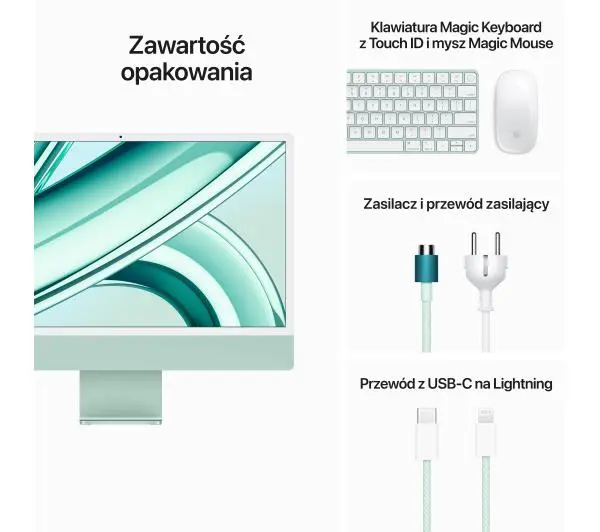 Apple iMac Retina 4.5K M3 MQRN3ZE/A 23,5" 8GB RAM 256GB Zielony - Kup na Raty - RRSO 0%