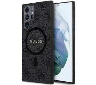 Guess 4G Collection Leather Metal Logo MagSafe GUHMS24LG4GFRK do Galaxy S24 Ultra Czarny