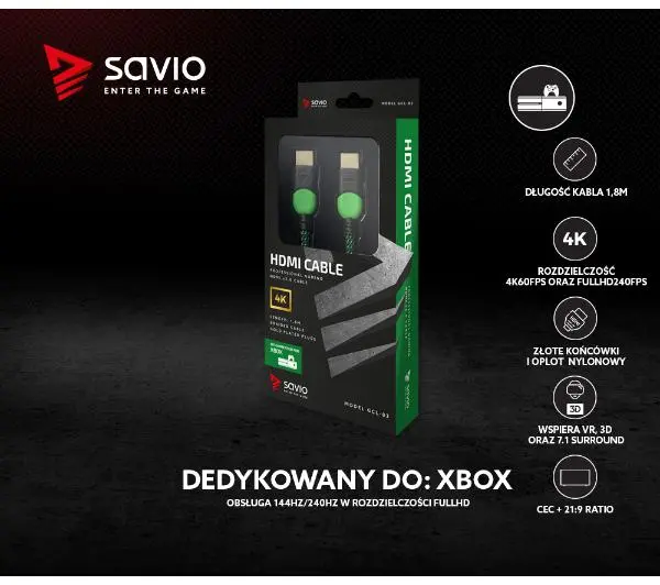 Savio GCL-03 1,8m Zielony