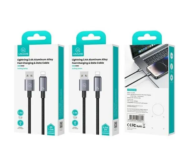 USAMS USB do Lightning 2,4A 2m Fast Charging Stalowy