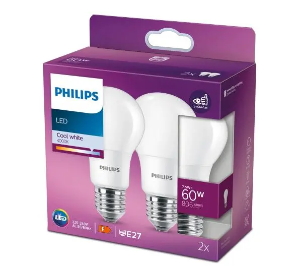 Philips 7,5W (60W) E27 2szt.