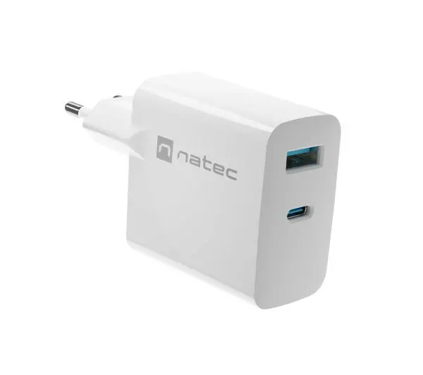 Natec Ribera GaN 1xUSB-A+1xUSB-C 65W Biały