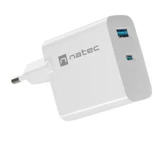Natec Ribera GaN 1xUSB-A+1xUSB-C 65W Biały