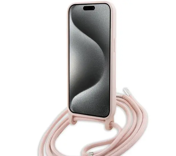 Lacoste Silicone Cord do iPhone 15 Jasnoróżowy