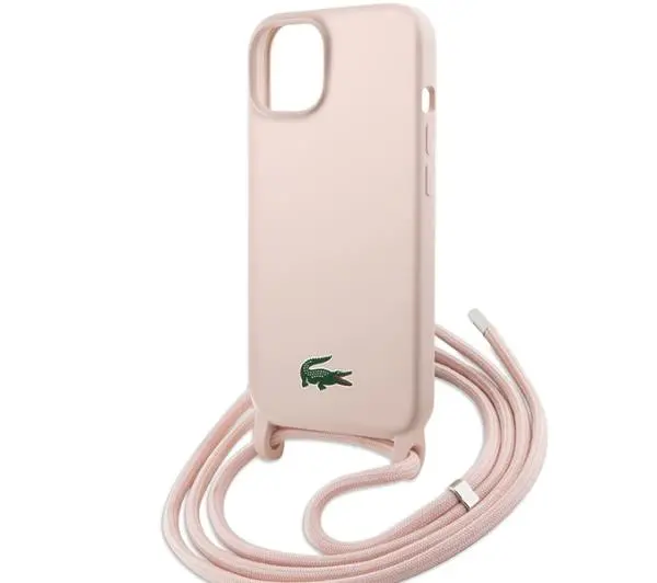 Lacoste Silicone Cord do iPhone 15 Jasnoróżowy