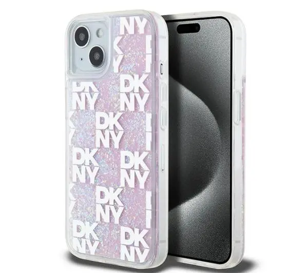 Etui DKNY Liquid Glitter Multilogo do Apple iPhone 13/14/15 Różowy