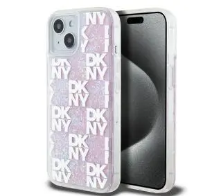 DKNY Liquid Glitter Multilogo do iPhone 15 Różowy