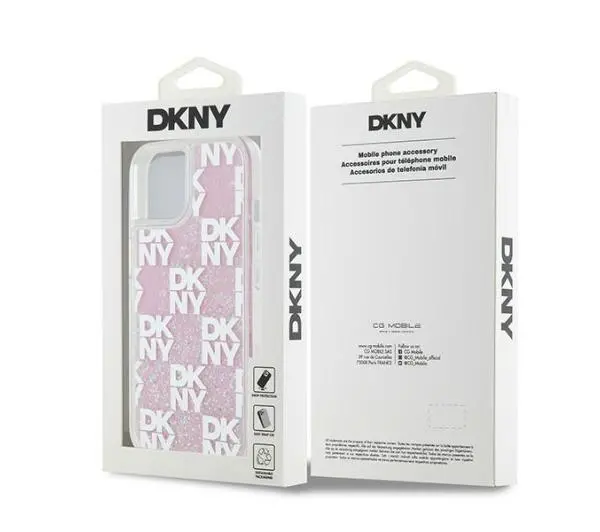 DKNY Liquid Glitter Multilogo do iPhone 15 Różowy