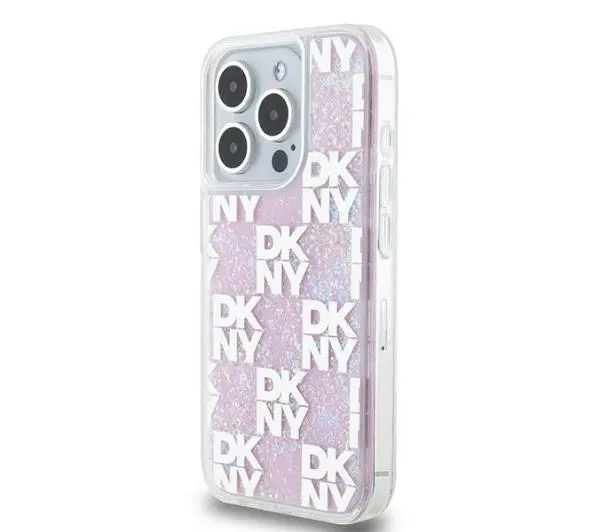 DKNY Hardcase Liquid Glitter Multilogo do iPhone 15 Pro Różowy