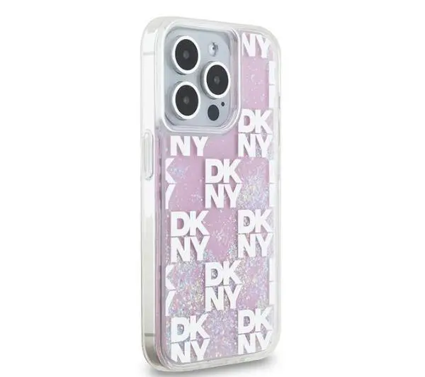 DKNY Hardcase Liquid Glitter Multilogo do iPhone 15 Pro Różowy