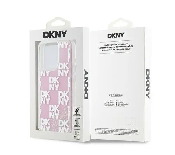 DKNY Hardcase Liquid Glitter Multilogo do iPhone 15 Pro Różowy
