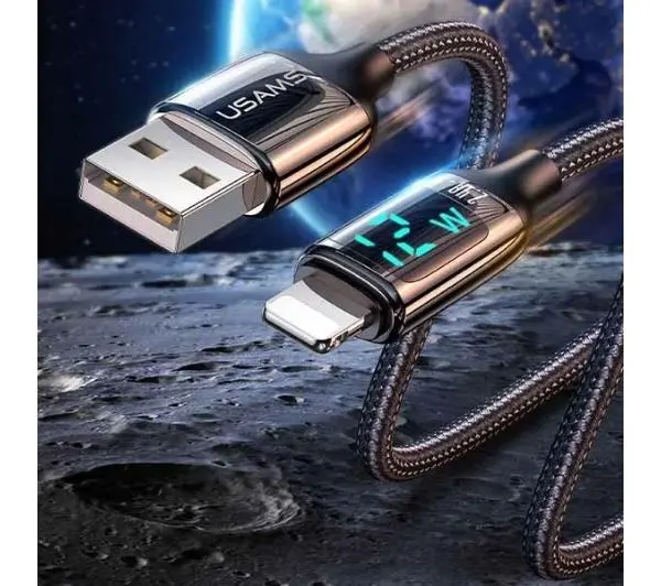 USAMS U78 Lightning LED  Fast Charging 2,4A  1,2m Czarny