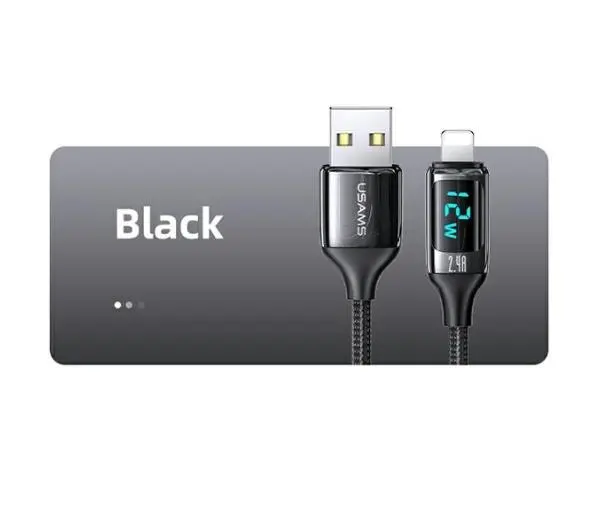 USAMS U78 Lightning LED  Fast Charging 2,4A  1,2m Czarny