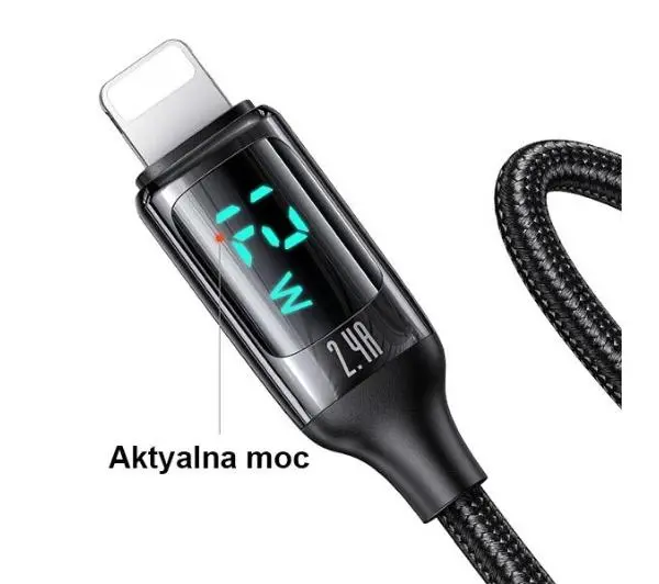 USAMS U78 Lightning LED  Fast Charging 2,4A  1,2m Czarny